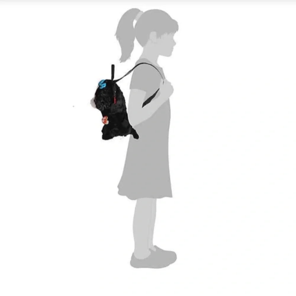 Ty Tracey Black & White Poodle with Blue Bow Backpack